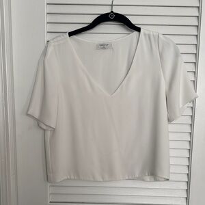 White V-Neck Blouse by Aritzia